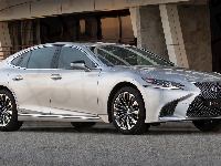 Hybryda, Srebrny, Lexus LS, 2018