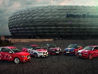 Samochody, Allianz Arena, Stadion, Monachium, Audi, Niemcy
