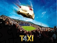 stadion, kibice, Taxi 4, samochód, mecz