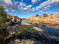 Stan Arizona, Rośliny, Skały, Formacje skalne Granit Dells, Góry, Stany Zjednoczone, Jezioro Willow Lake, Rzeka