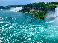 Rzeka, Wodospad, Łódki, Stany Zjednoczone, Niagara Falls
