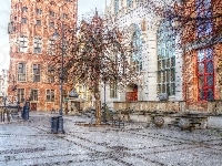 Zabytkowe, Stare Miasto, HDR, Gdańsk, Plac, Kamienice