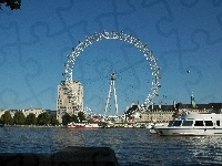 Statek, Londyn, Rzeka, Tamiza, London Eye