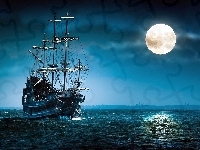 Morze, Statek, Księżyc