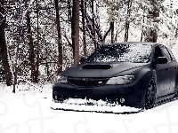 Subaru, Las, Czarny, Samochód, Śnieg