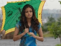 Sukienka, Sneha Ullal, Niebieska, Parasol