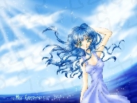 sukienka, Miss Surfersparadise, niebieskie włosy