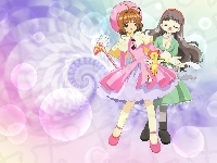 sukienki, Cardcaptor Sakura, dziewczyny, pluszak