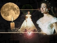 biała, księżyc, Phantom Of The Opera, Emmy Rossum, suknia