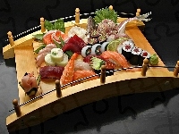 jedzenie, sushi, deska