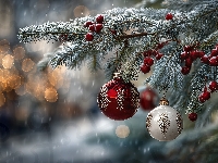 Bombki, Boże Narodzenie, Świerk, Grafika AI