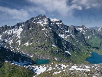 Wyspa Hinnya, Norwegia, Park Narodowy Moysalen, Szczyt, Moysalen, Jeziora, Góry, Śnieg