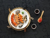 Talerz, Sushi, Pałeczki, Łyżka