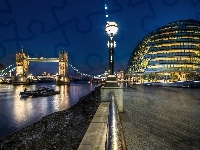 Tamiza, Oświetlony, Tower Bridge, Londyn
