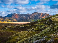 Góry Landmannalaugar, Islandia, Tęczowe Góry, Niebo