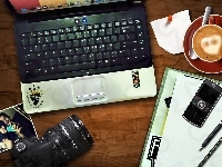 Telefon, Laptop, Aparat, Kawa