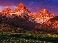 Grand Teton National Park, Łąki, USA, Wyoming, Góry