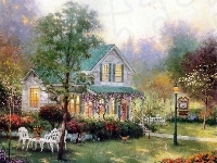 Thomas Kinkade, Lato, Obraz, Reprodukcja, Dom