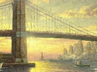 Thomas Kinkade, Rzeka, Obraz, Reprodukcja, Most