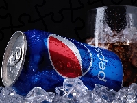 Kostki, Puszka, Lód, Tło, Szklanka, Pepsi, Ciemne