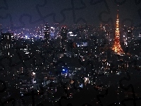 Tokyo Tower, Tokio, Miasto nocą