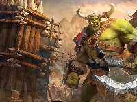 Ork, Warcraft III Reforged, Gra, Postać, Topór, Sztandar, Wieże, Axes, Rogi