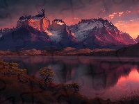Góry, Patagonia, Chile, Jezioro, Park Narodowy Torres del Paine, Lago Nordenskjold