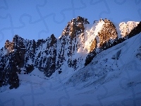 Ośnieżony, Mont Blanc, Aiguille de Triolet, Szczyt, Cień, Góry, Światło, W Masywie