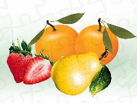 Gruszka, Owoce, Pomarańcze, Truskawki