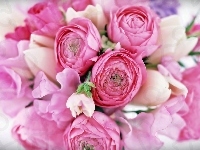 Tulipany, Bukiet, Kwiatów, Róże
