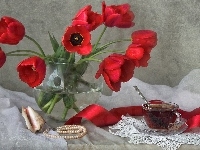 Tulipany, Wazon, Kwiaty, Herbata
