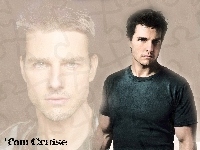 twarz, Tom Cruise, czarny t-shirt