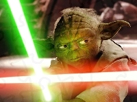 twarz, Yoda, Star Wars, laser