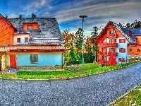 Ulica, Kolorowe, Domki, HDR