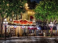 Ulica, Kalifornia, Domy, Oświetlona, Disneyland