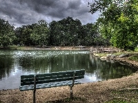 USA, Ławka, Park, HDR