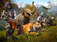 Uzbrojone, Postacie, Niedźwiedź, Far Cry 4, Zwierzęta, Tygrys, Gra, Słoń