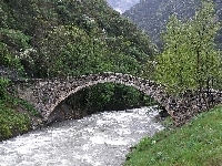 Pireneje, Valira, Mostek, Rzeka, Andora, Las, Kamienny