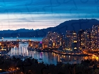 Vancouver, Oświetlone, Miasto, Kanada