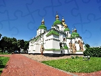 Aleja, Św. Zofii, Ukraina, Katedra, Drzewa, Kijów