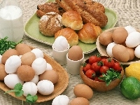 Warzywa, Jajka, Bułeczki, Śniadanie