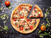 Pepperoni, Pokrojona, Pizza, Warzywa