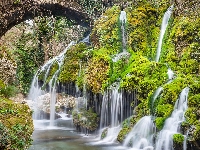 Wodospad, Roślinność, Most, Włochy, Capelli di Venere waterfall