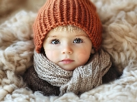 Szalik, Dziecko, Czapka, Wełniany