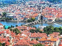 Czechy, Wełtawa, Dom, Most, Europa, Praga, Karola, Rzeka