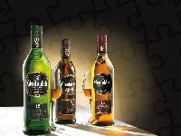 Szkocka, Stół, Butelki, Whisky