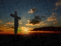 Wiara, Słońca, Krzyż, Jezus, Zachód