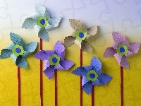 Wiatraczki, Kolorowe, Papier Art