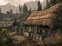 Wiejskie, Art, Las, Góry, Chaty