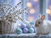 Jajka, Biały, Bazie, Grafika AI, Koszyk, Królik, Wielkanoc